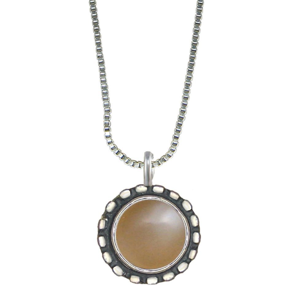 Sterling Silver Little Peach Moonstone Pendant Necklace